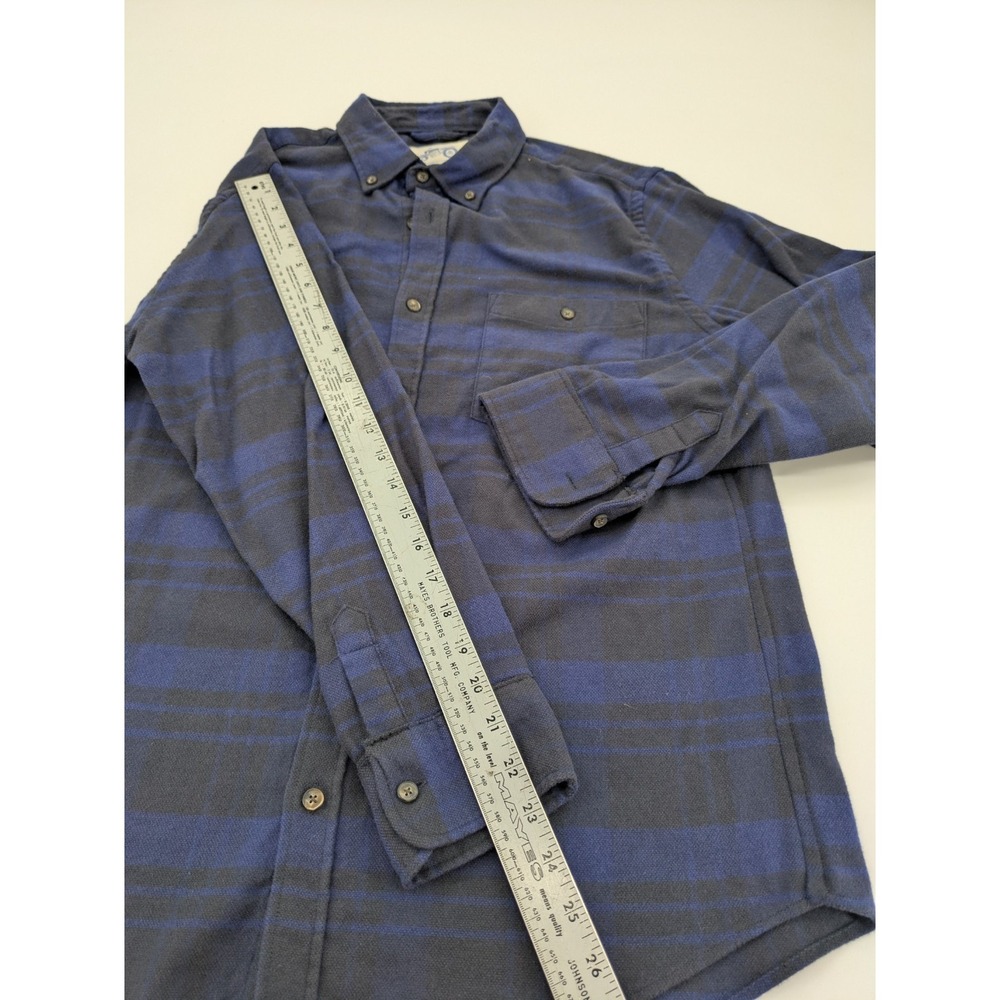 Mugsy Men's Medium Performance Flannel Shirt Blue Black Plaid Stretch Soft M - Picture 5 of 7